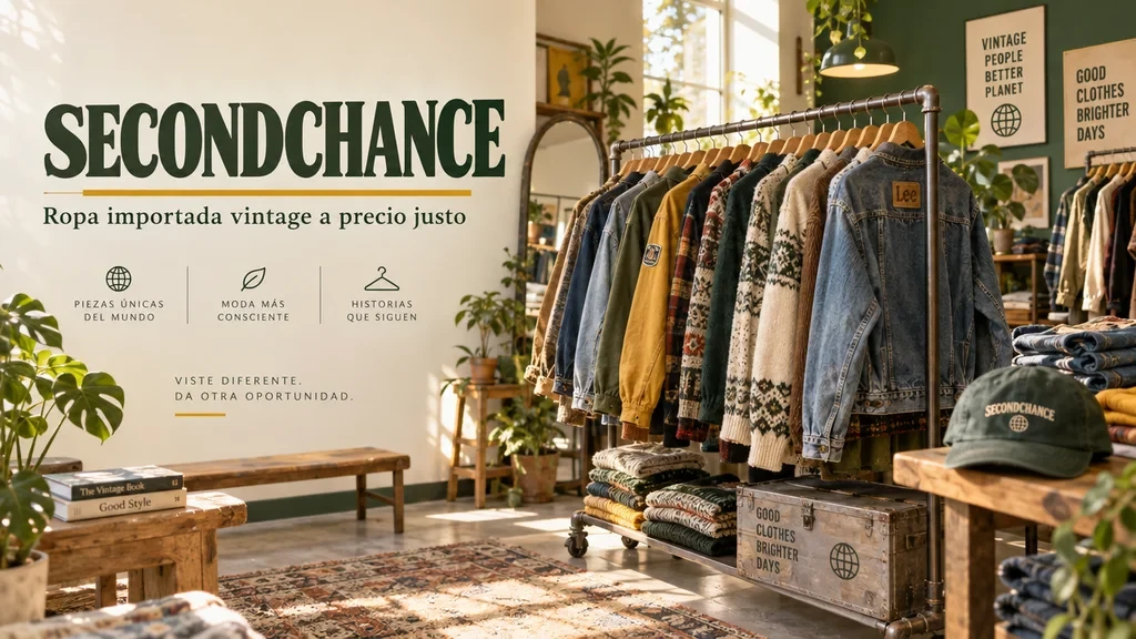 Percha con chaquetas y suéteres vintage en la tienda SECONDCHANCE